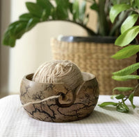Yarn Bowl - Handcrafted Wooden (6" x 6" x 3")