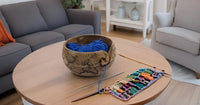 Yarn Bowl - Handcrafted Wooden (6" x 6" x 3")