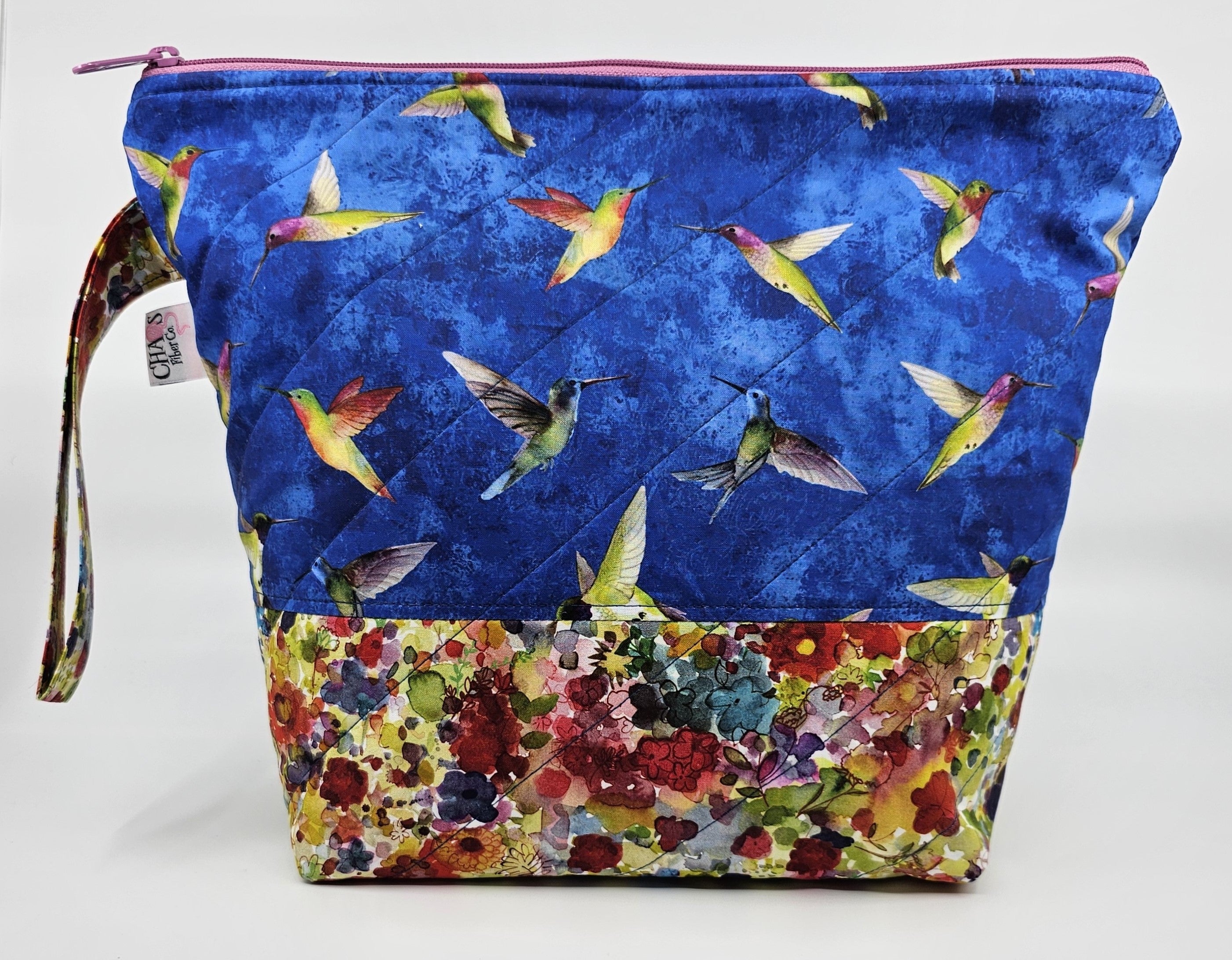 Hummingbirds on Blue - Project Bag - Medium