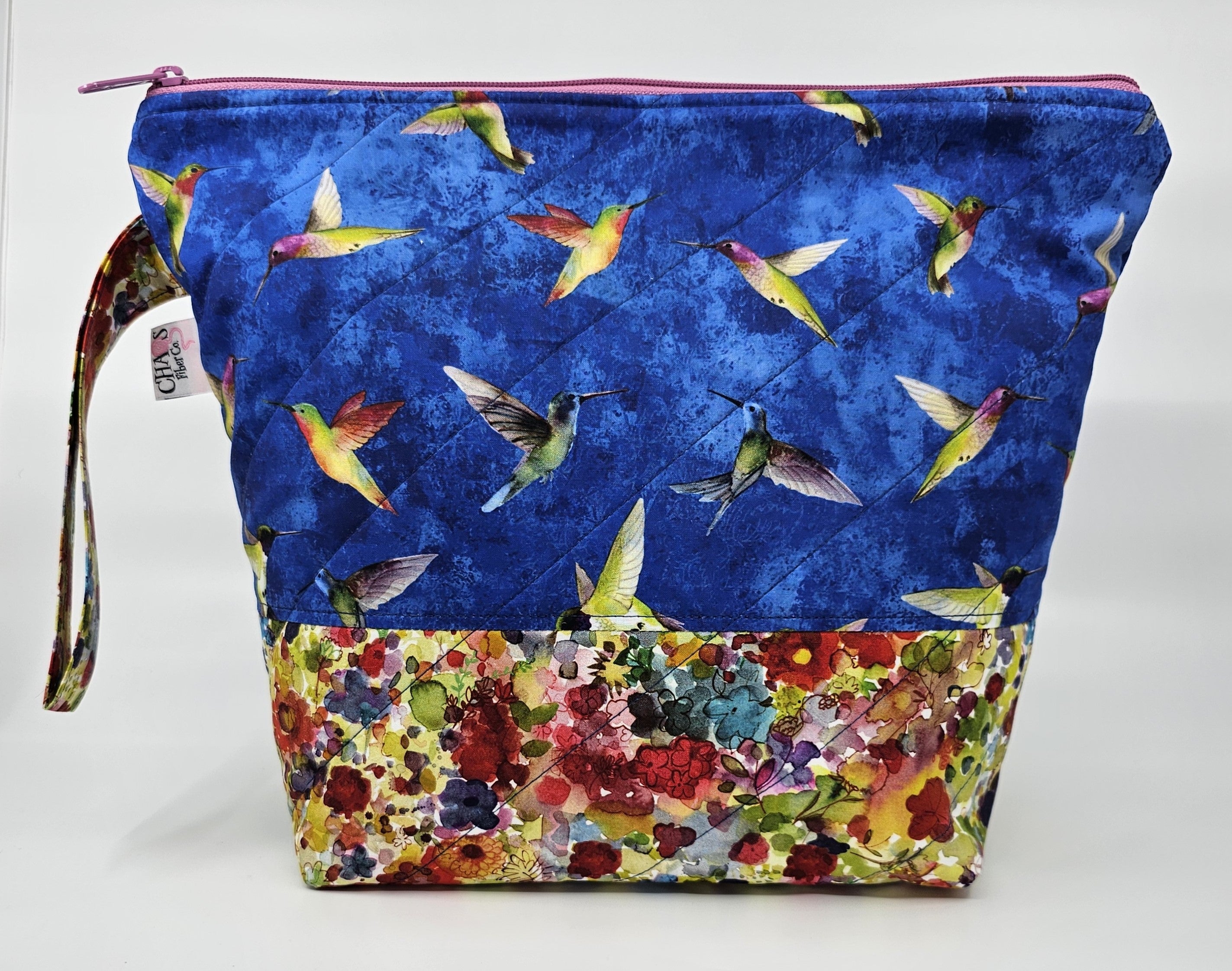 Hummingbirds on Blue - Project Bag - Medium