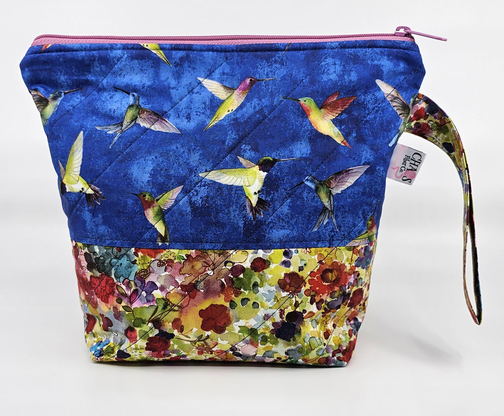 Hummingbirds on Blue - Project Bag - Small - CHAOS Fiber Co