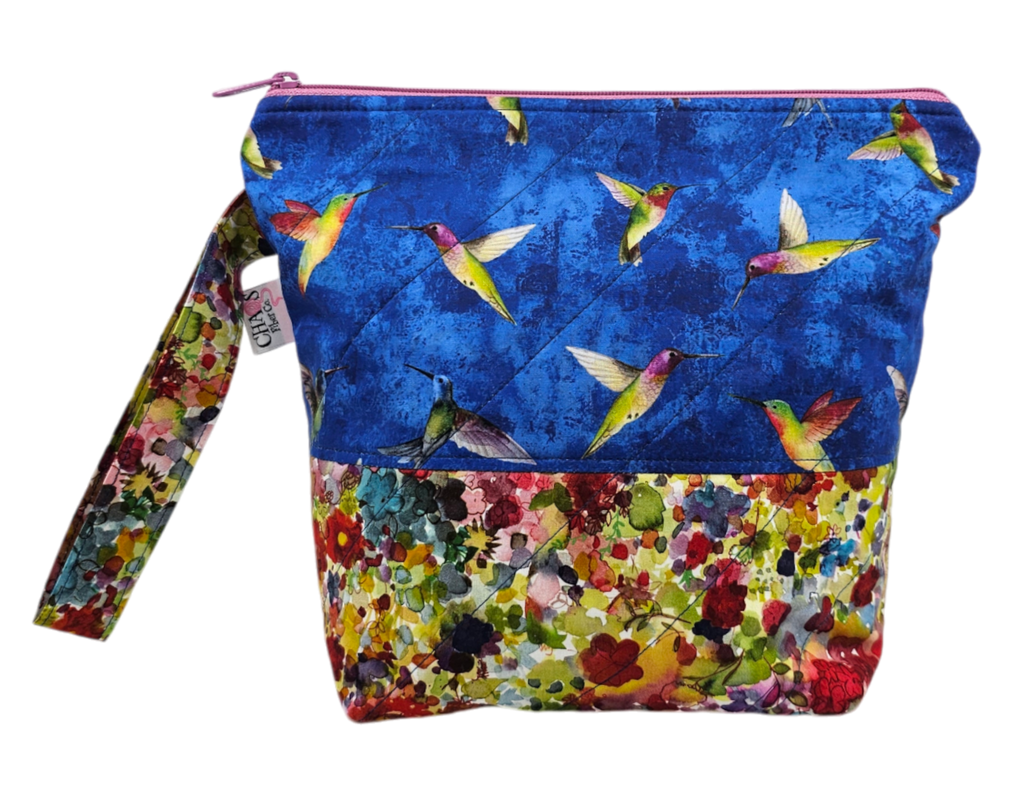 Hummingbirds on Blue - Project Bag - Small - CHAOS Fiber Co