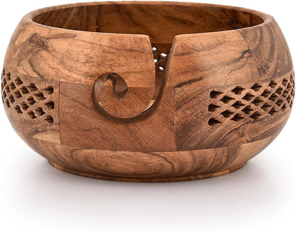 Yarn Bowl - Kimona Acacia Wood (7" x 7" x 4'')