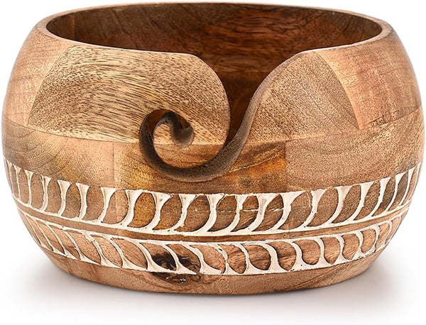 Yarn Bowl - Mahasu Mango Wood (7" x 7" x 4'')