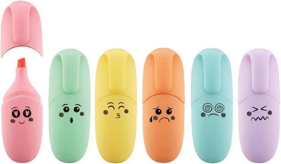 Cute Mini Highlighters - 6 Colors