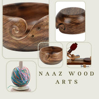 Yarn Bowl - Naaz Wood Arts (6" x 6" x 3")