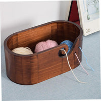 Yarn Bowl - Oval Large Capacity Wooden (11.22"x6.10"x4.72")