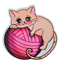 Kitten Hugging Yarn Ball - Chaos Sticker - CHAOS Fiber Co