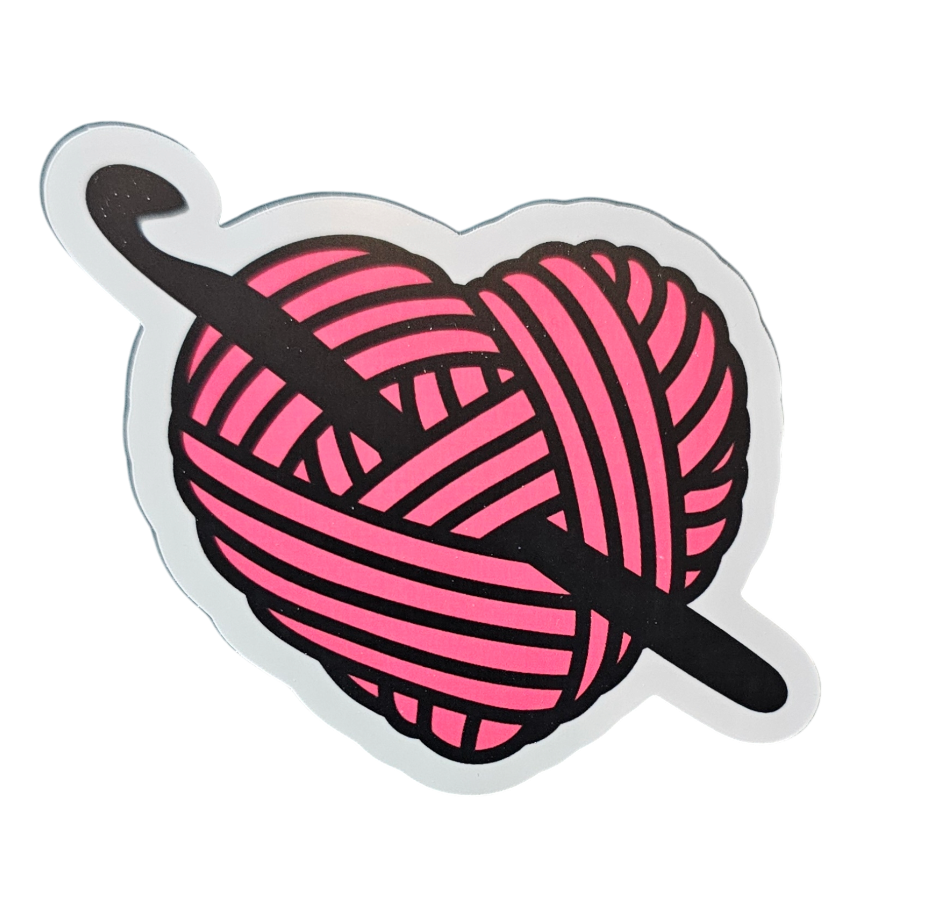 Crochet Hook with Pink Yarn - Chaos Sticker