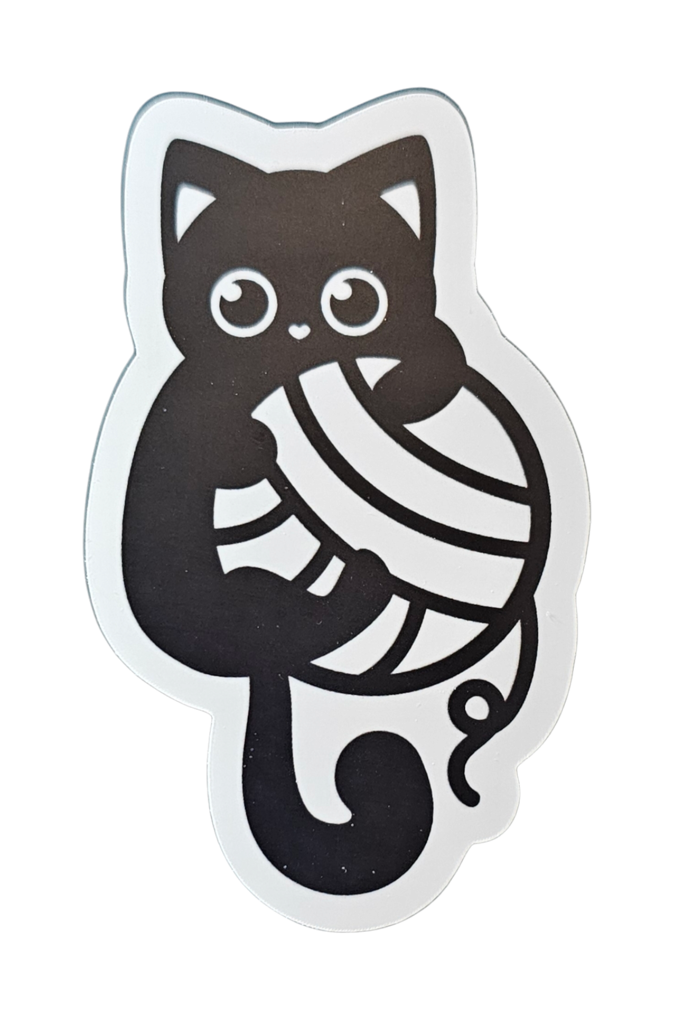 BW Cat Hugging Yarn Ball - Chaos Sticker