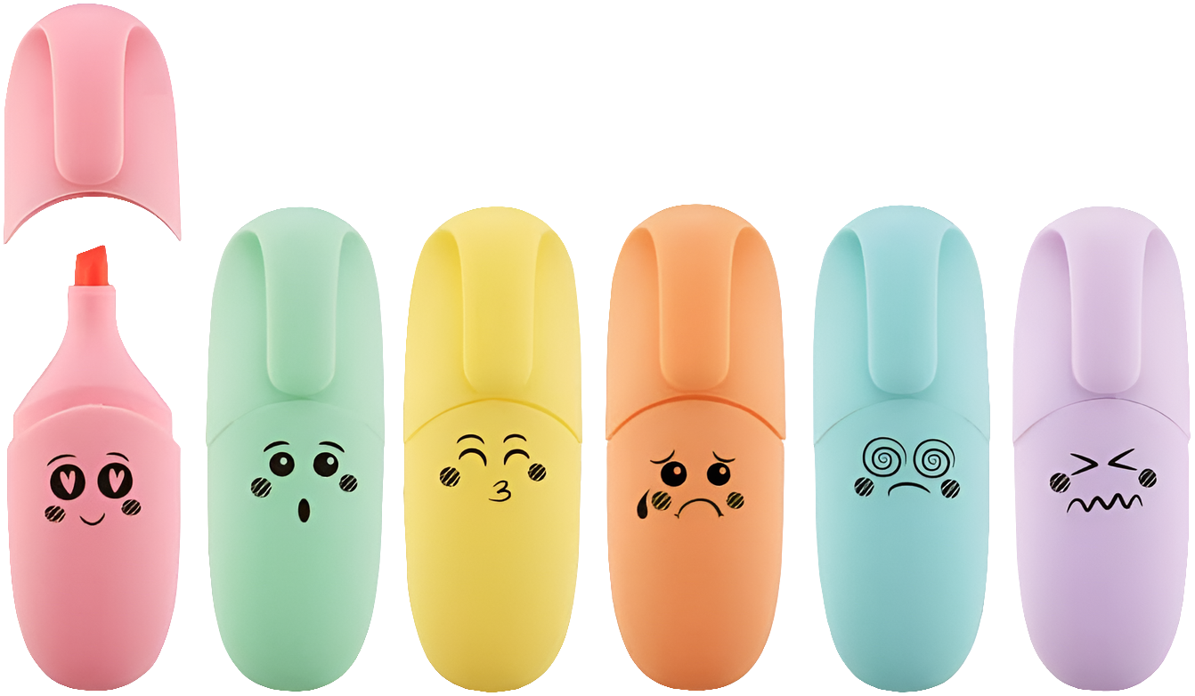 Cute Mini Highlighters - 6 Colors