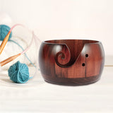 Yarn Bowl - Wooden Yarn Bowl Round 5.9x5.9x3inch(Dark -Colored)