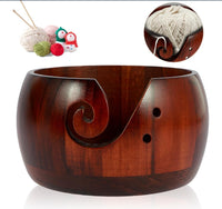 Yarn Bowl - Wooden Yarn Bowl Round 5.9x5.9x3inch(Dark -Colored)