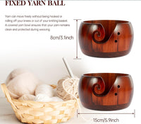Yarn Bowl - Wooden Yarn Bowl Round 5.9x5.9x3inch(Dark -Colored)