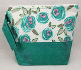 Teal Flowers - Project Bag - Small - Crafting My Chaos