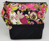 Black with Pink Fantasy Flowers - Project Bag - Small - Crafting My Chaos