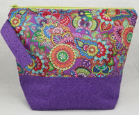 Purple Flowers - Project Bag - Medium - Crafting My Chaos