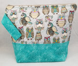 Teal Owls - Project Bag - Medium - Crafting My Chaos