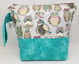 Teal Owls - Project Bag - Small - Crafting My Chaos