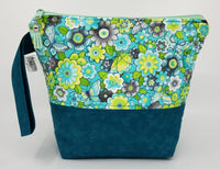 Tealish flowers - Project Bag - Small