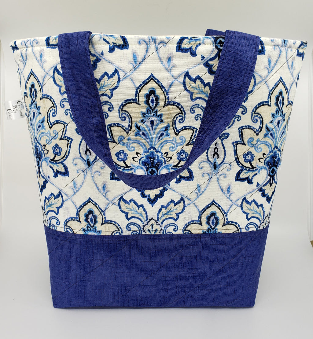 Blue Fancy - Quilted Bucket Bag - Large - CHAOS Fiber Co