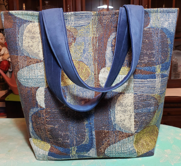 Blue Abstract - Bucket Bag - Large