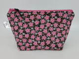 Pink and Black Flowers - Notions Bag