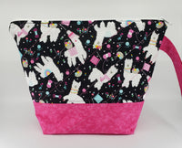 Alpacas in Pink - Project Bag - Medium