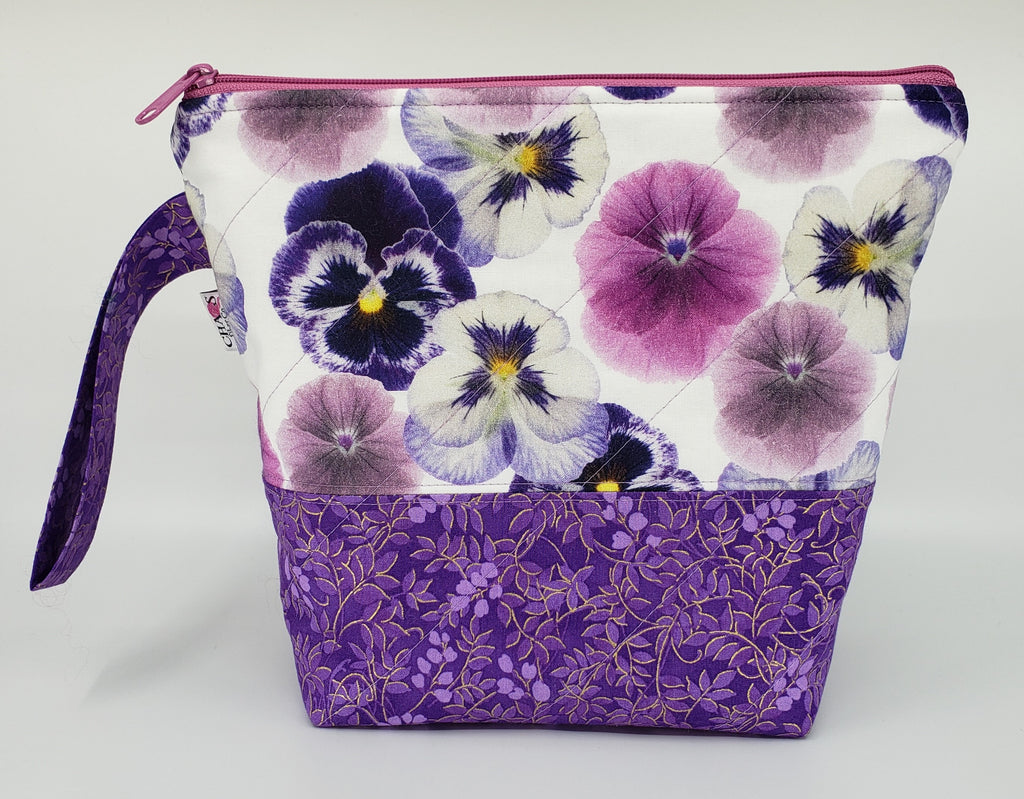 Purple Pansies - Project Bag - Small - CHAOS Fiber Co