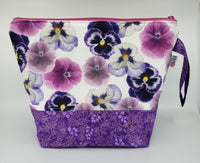 Purple Pansies - Project Bag - Medium