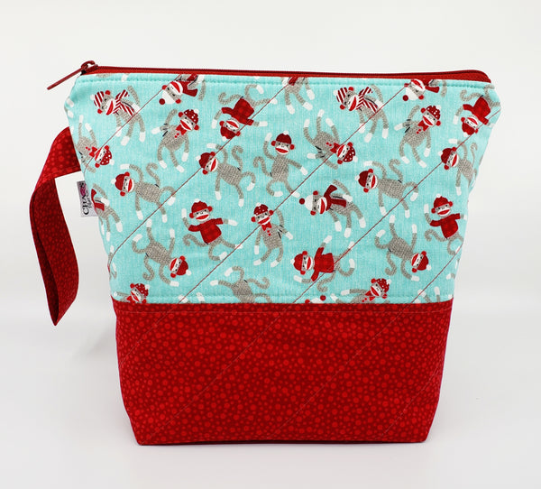 Sock Monkey - Red - Project Bag - Small