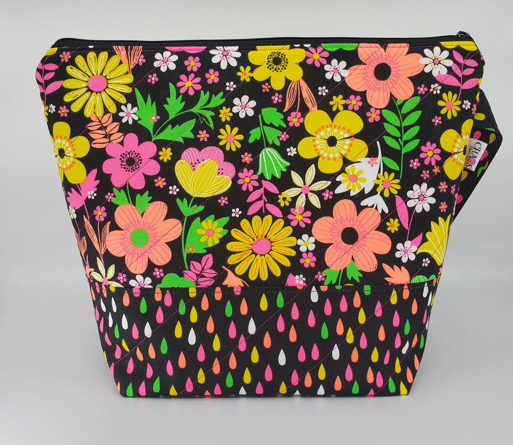Neon Flowers - Project Bag - Medium