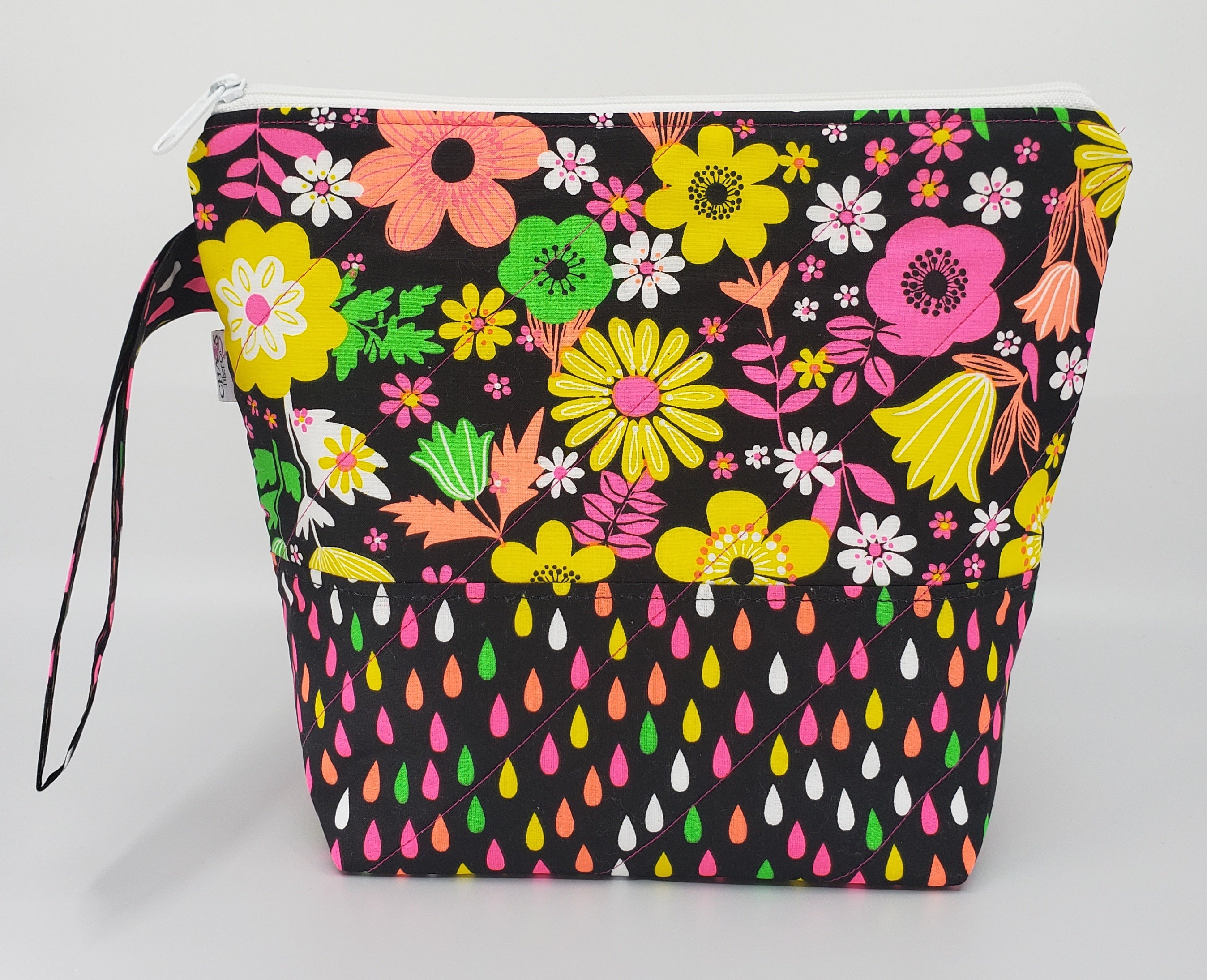 Neon Flowers - Project Bag - Small - CHAOS Fiber Co