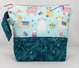 Alpacas Knitting Teal - Project Bag - Small - Crafting My Chaos