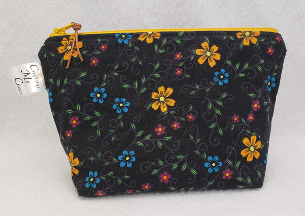 Black Flowers - Notions Bag - Crafting My Chaos