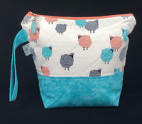 Fluffy Sheep - Blue - Project Bag - Small