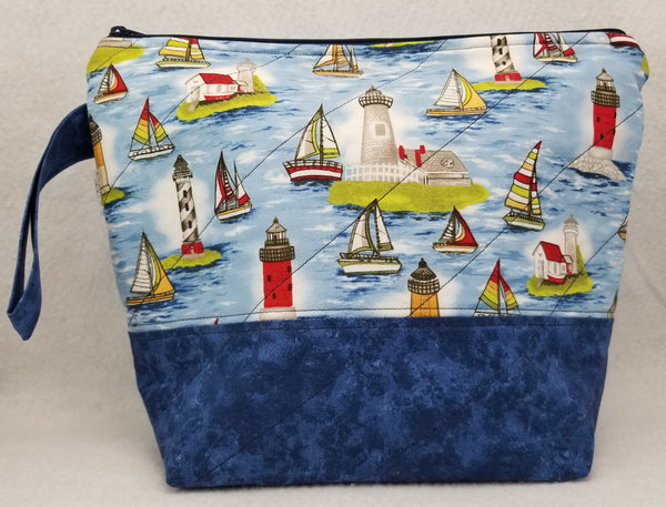 Lighthouses & Sail Boats - Project Bag - Medium - Crafting My Chaos