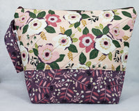 Mauve Flowers - Project Bag - Medium - Crafting My Chaos