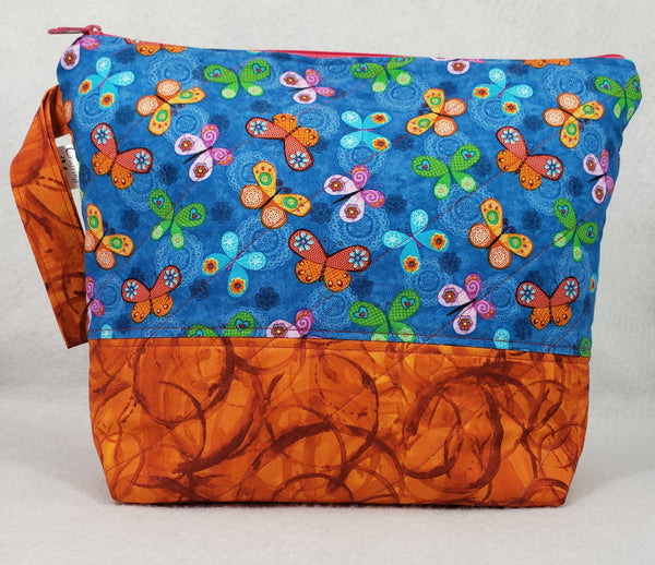 Orange Butterflies - Project Bag - Medium - Crafting My Chaos