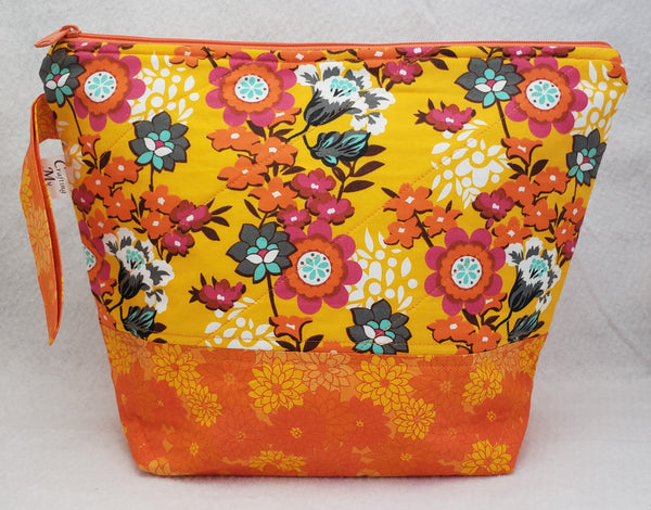 Orange Floral - Project Bag - Medium - Crafting My Chaos