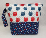 Owls (Blue Polka Dots) - Project Bag - Small - Crafting My Chaos