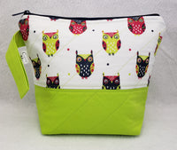 Owls (Flour Green) - Project Bag - Small - Crafting My Chaos
