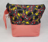Peach with Black Flowers - Project Bag - Small - Crafting My Chaos