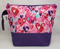Purple Hearts - Project Bag - Medium - Crafting My Chaos