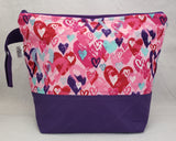 Purple Hearts - Project Bag - Medium - Crafting My Chaos