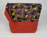 Red with Black Flowers - Project Bag - Small - Crafting My Chaos