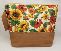 Sunflowers Tan - Project Bag - Medium - Crafting My Chaos